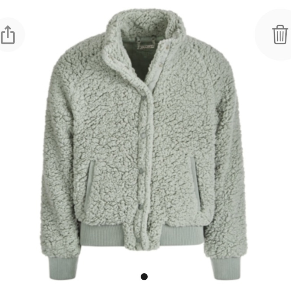 Jou Jou Girls Sherpa Button Snap Front Jacket, Size Youth Medium, Green